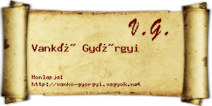 Vankó Györgyi névjegykártya